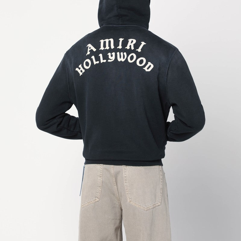 Amiri Faded Black Zip Sweatshirt With Logo Men