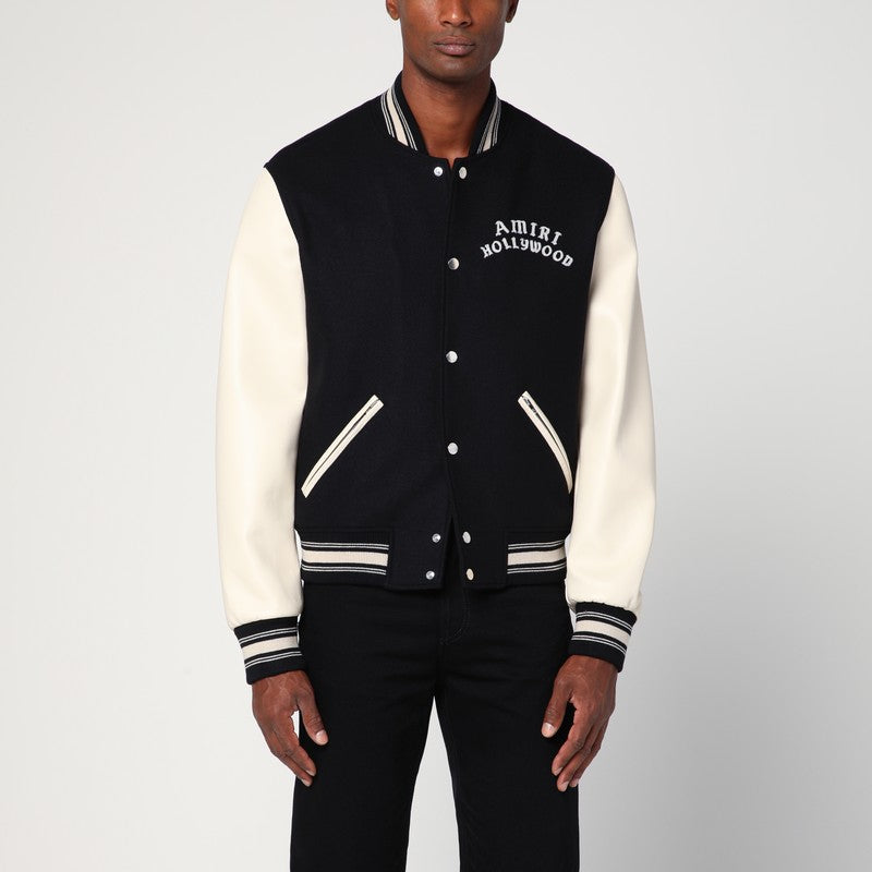 Amiri Black/Ivory Wool Blend Bomber Jacket Men