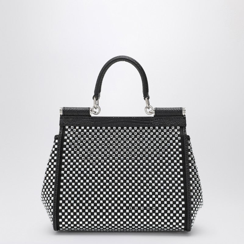 Dolce&Gabbana Black Sicily Medium Handbag With Crystals Women