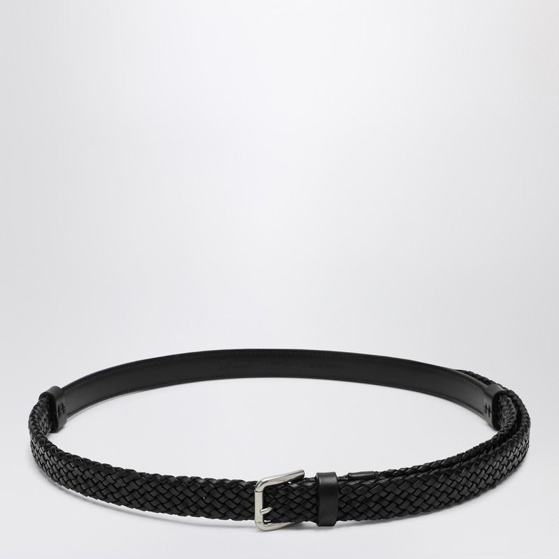 Dolce&Gabbana Black Woven Leather Belt Men