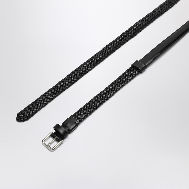 Dolce&Gabbana Black Woven Leather Belt Men