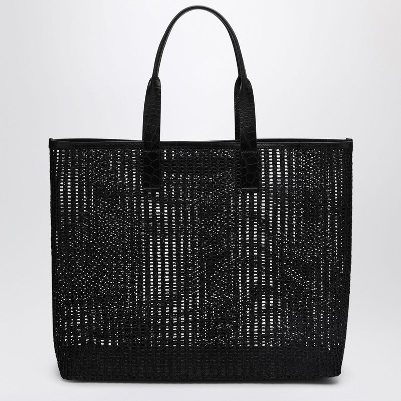Dolce&Gabbana Adamo Shopping Bag In Black Woven Mesh Men