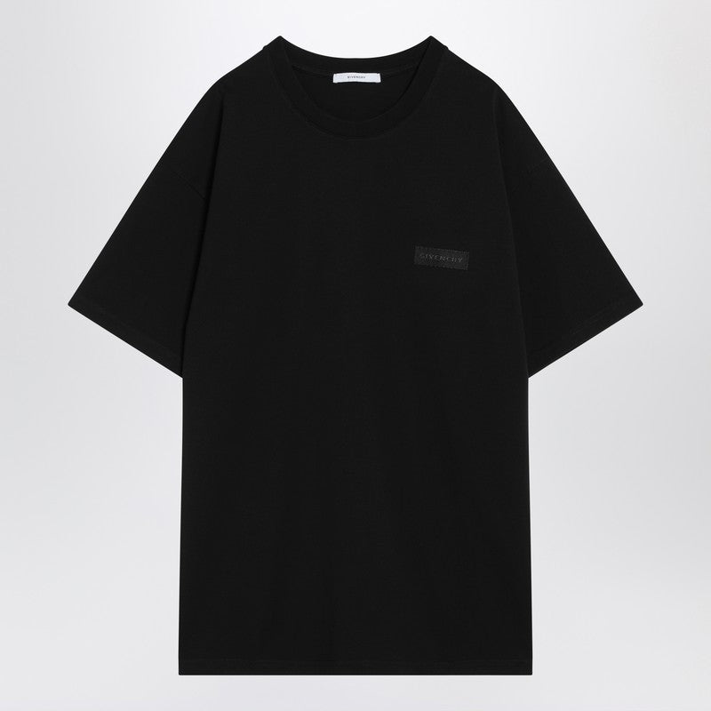 Givenchy Black Cotton T-Shirt With Logo Patch Men
