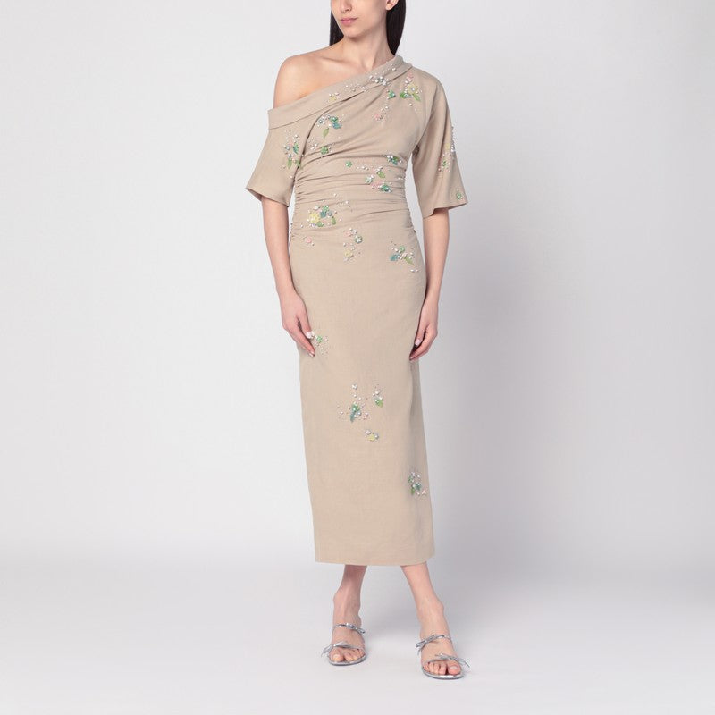 Bernadette Beige Embroidered Bowery Dress Women