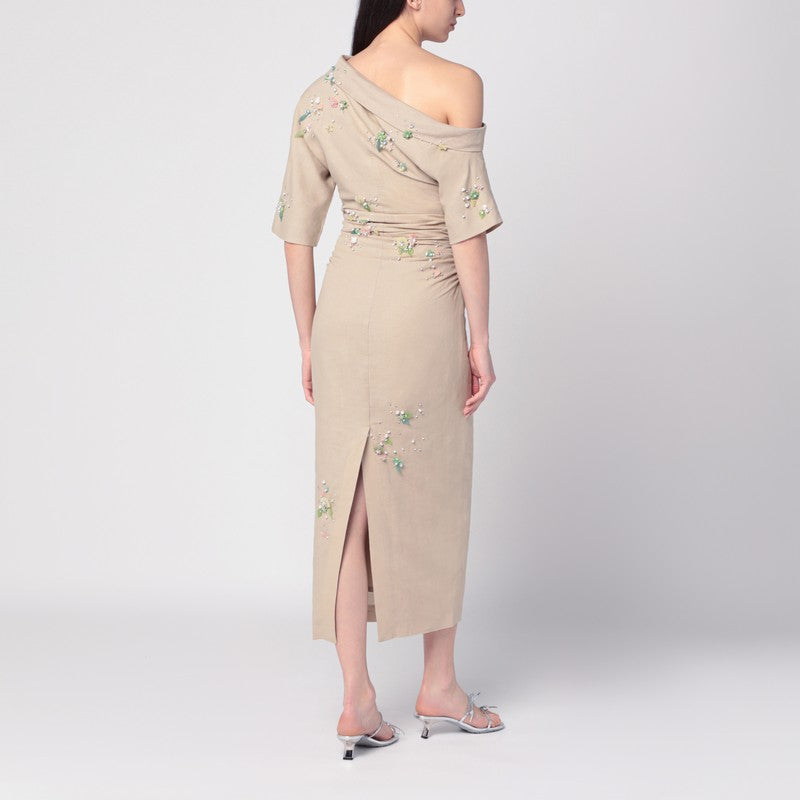 Bernadette Beige Embroidered Bowery Dress Women
