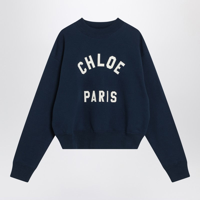 Chloe Navy Blue Sweatshirt With Logo Women