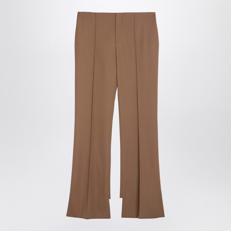 Chloe Beige Asymmetrical Wool Trousers Women