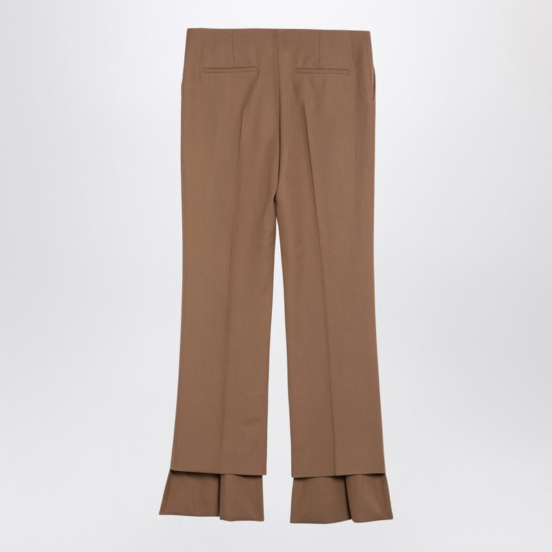 Chloe Beige Asymmetrical Wool Trousers Women