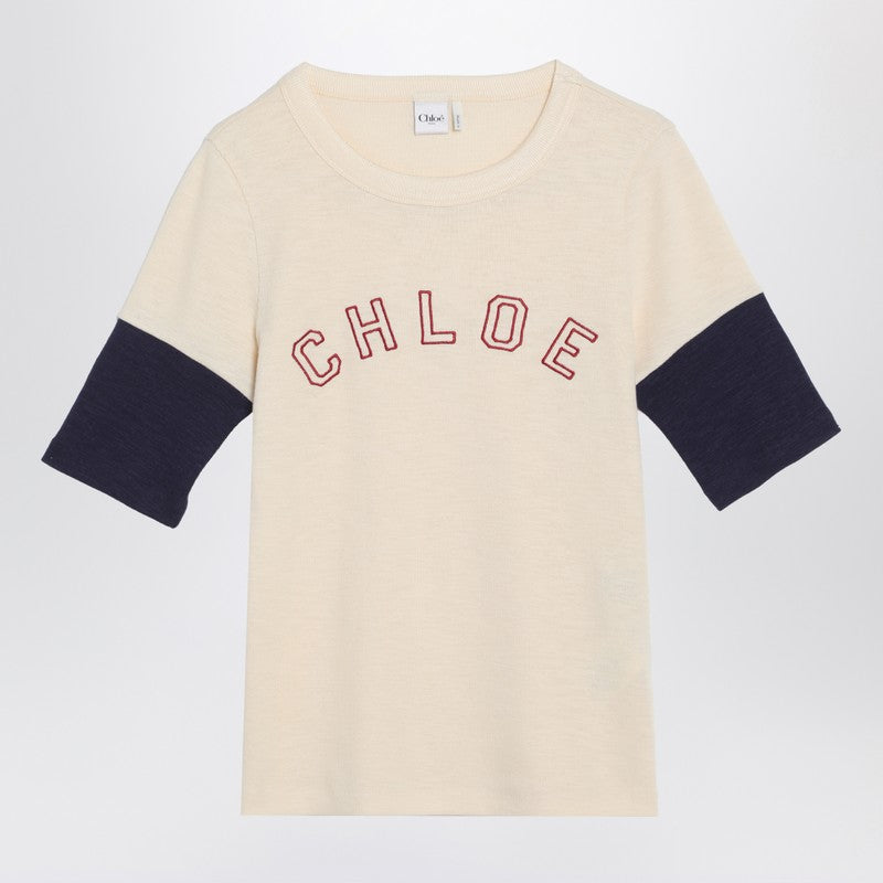 Chloe Wool And Cotton T-Shirt With Logo Women
