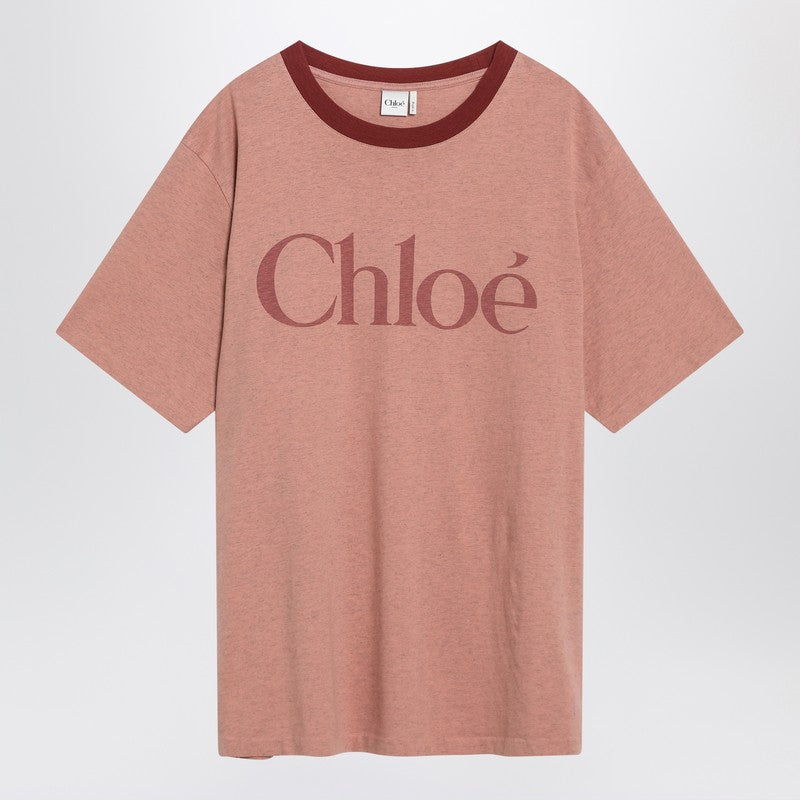 Chloe Pink Cotton T-Shirt With Logo Women