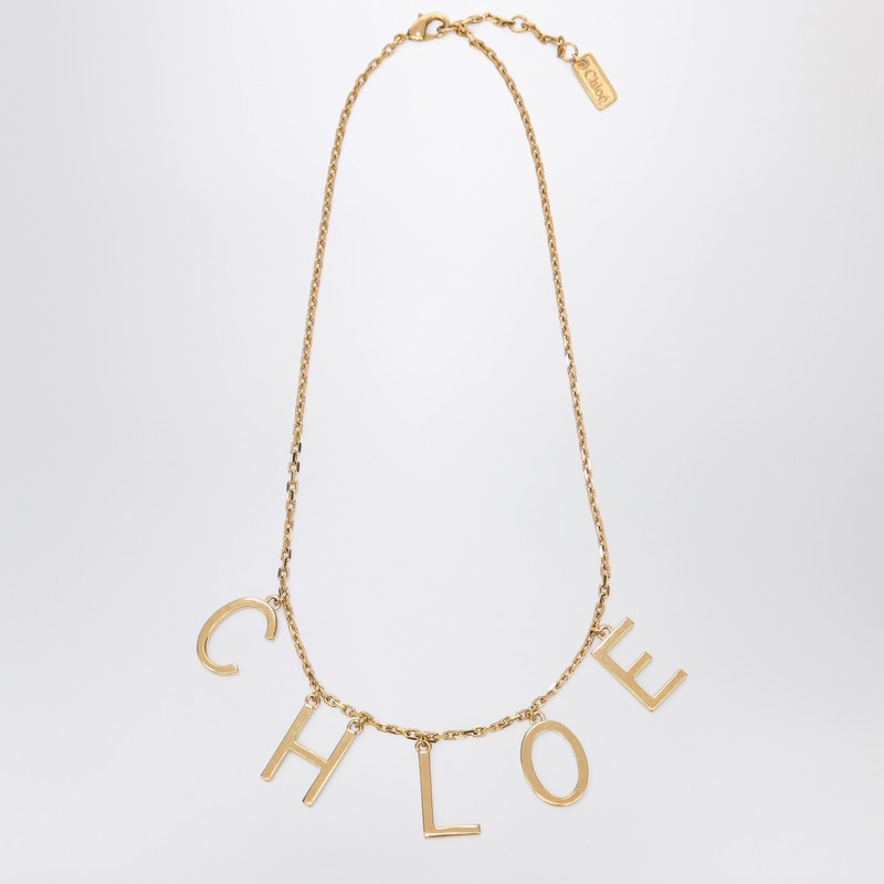 Chloe Chloe Letters Necklace In Vintage Gold Brass Women