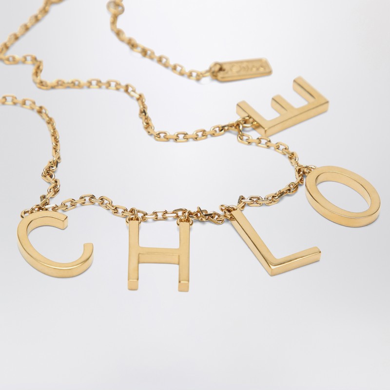 Chloe Chloe Letters Necklace In Vintage Gold Brass Women