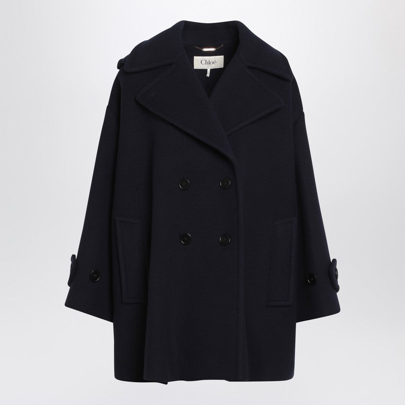 Chloe Wide Blue Double-Breasted Coat Women