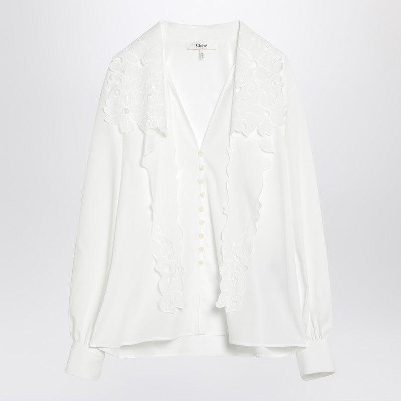 Chloe White Shirt With Embroidered Bow Tie Women