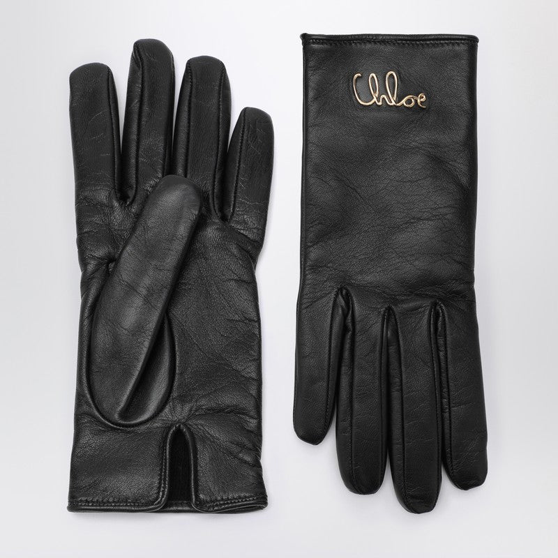 Chloe Chloe Iconic Black Leather Gloves Women