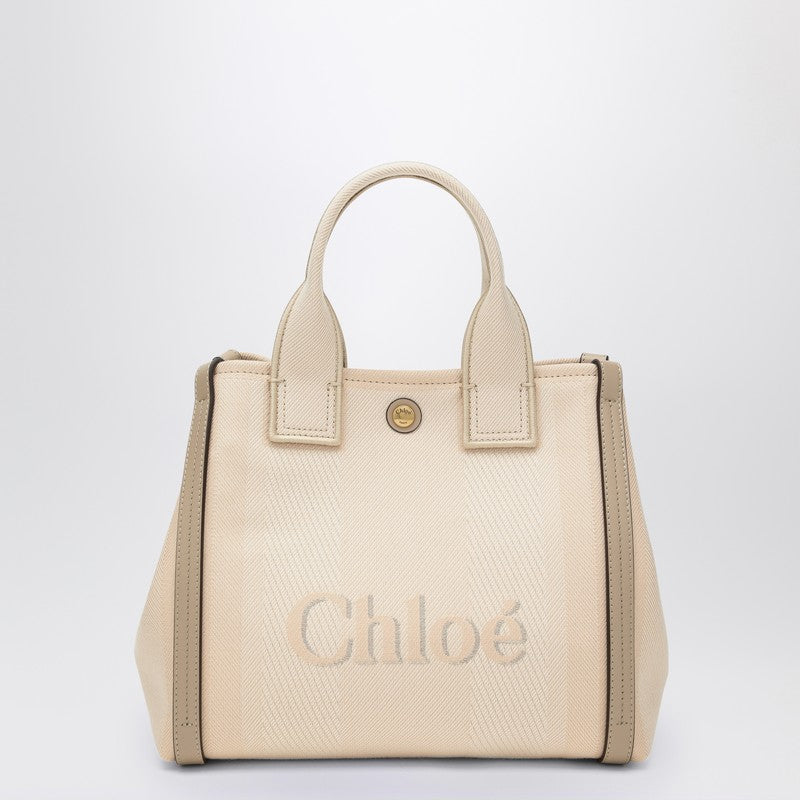 Chloe Carry Small Tote Bag In Blushy Beige Canvas Women