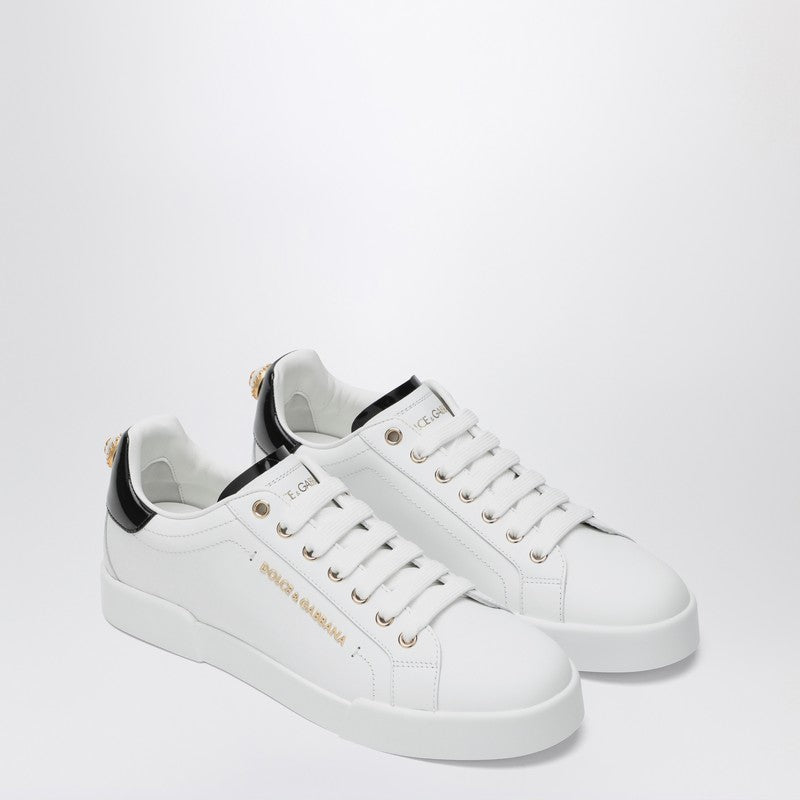 Dolce&Gabbana White/Gold Leather Portofino Sneakers Women