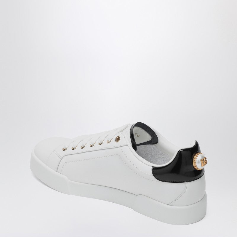 Dolce&Gabbana White/Gold Leather Portofino Sneakers Women