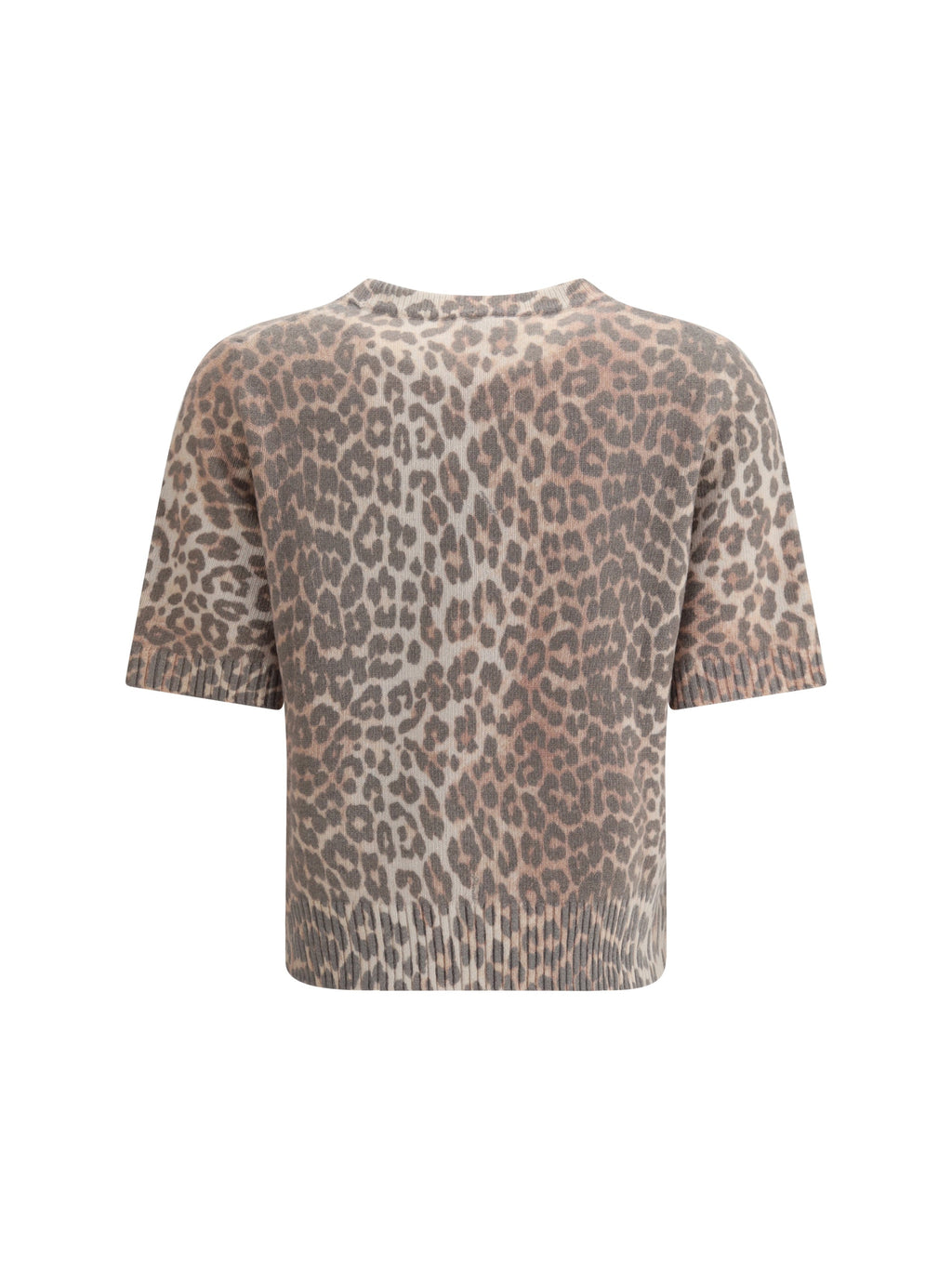 Ganni Women Leopard Print Short Sleeve Sweater