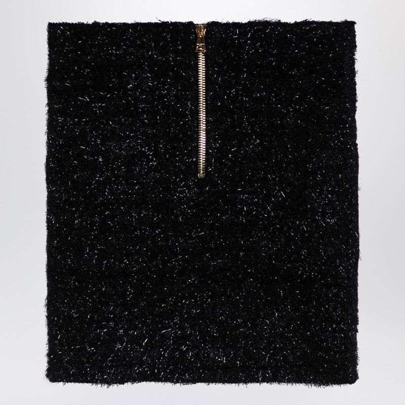 Balmain Black Tweed Miniskirt With Buttons Women