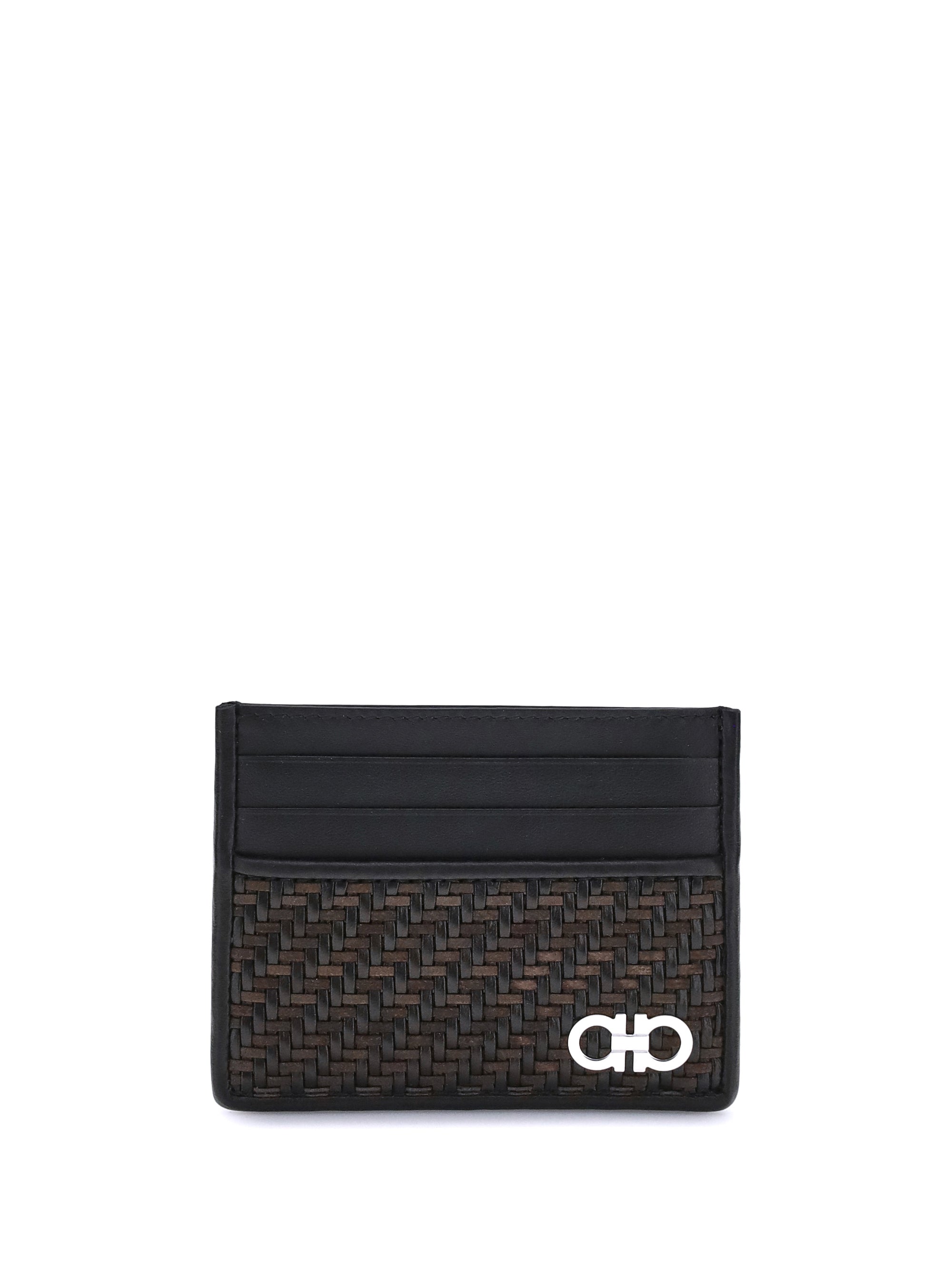 Ferragamo Men Woven Gancini Card Holder