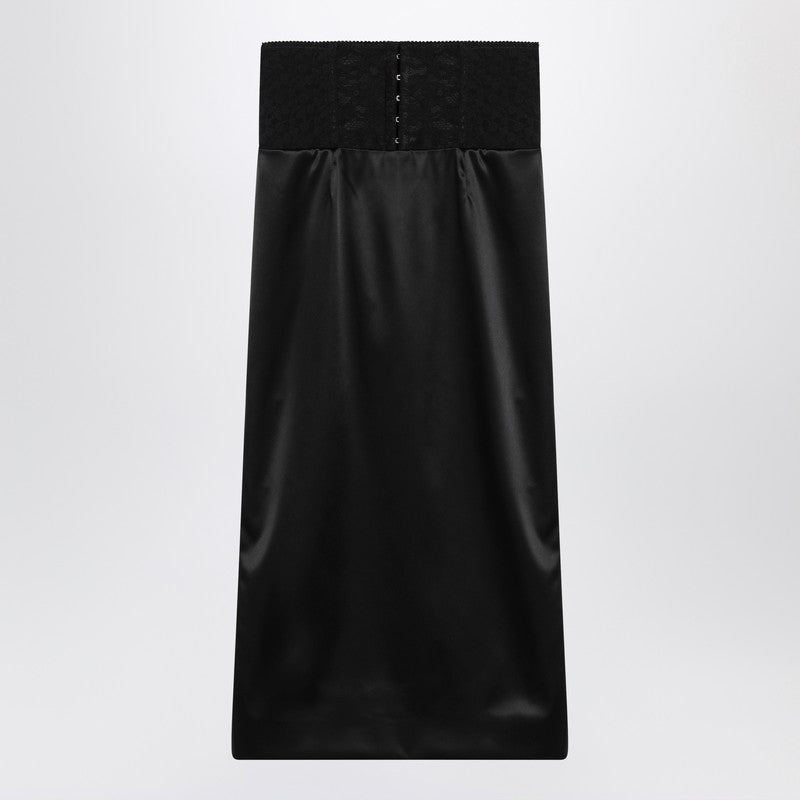 Dolce&Gabbana Black Midi Skirt With Corset Belt Women