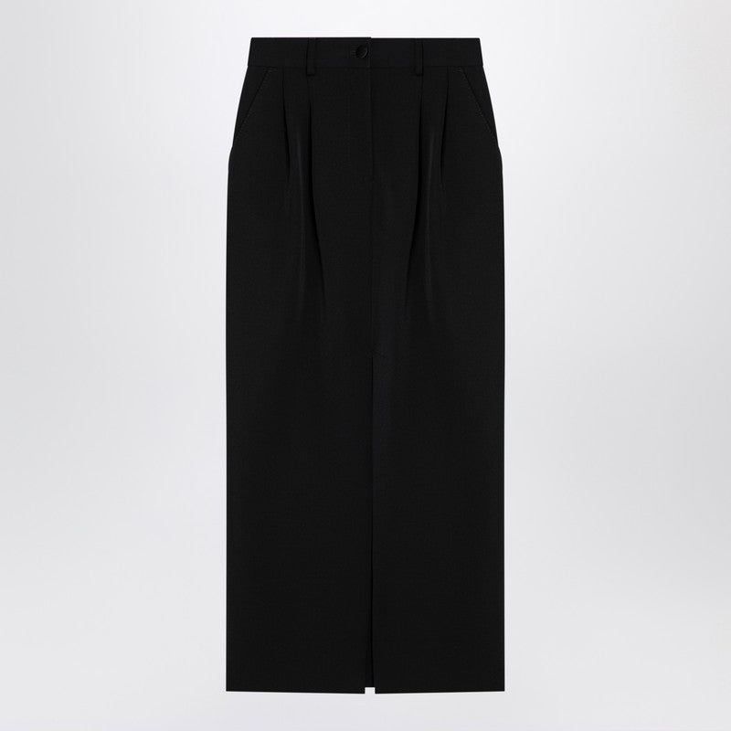 Dolce&Gabbana Black Gabardine Wool Pencil Skirt Women