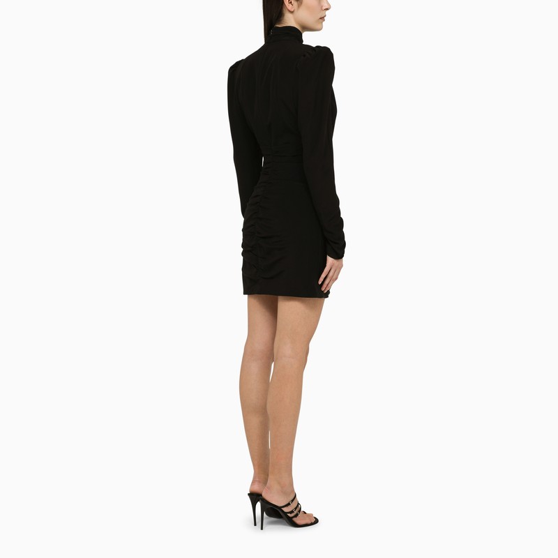 Alessandra Rich Black Draped Silk Minidress Women