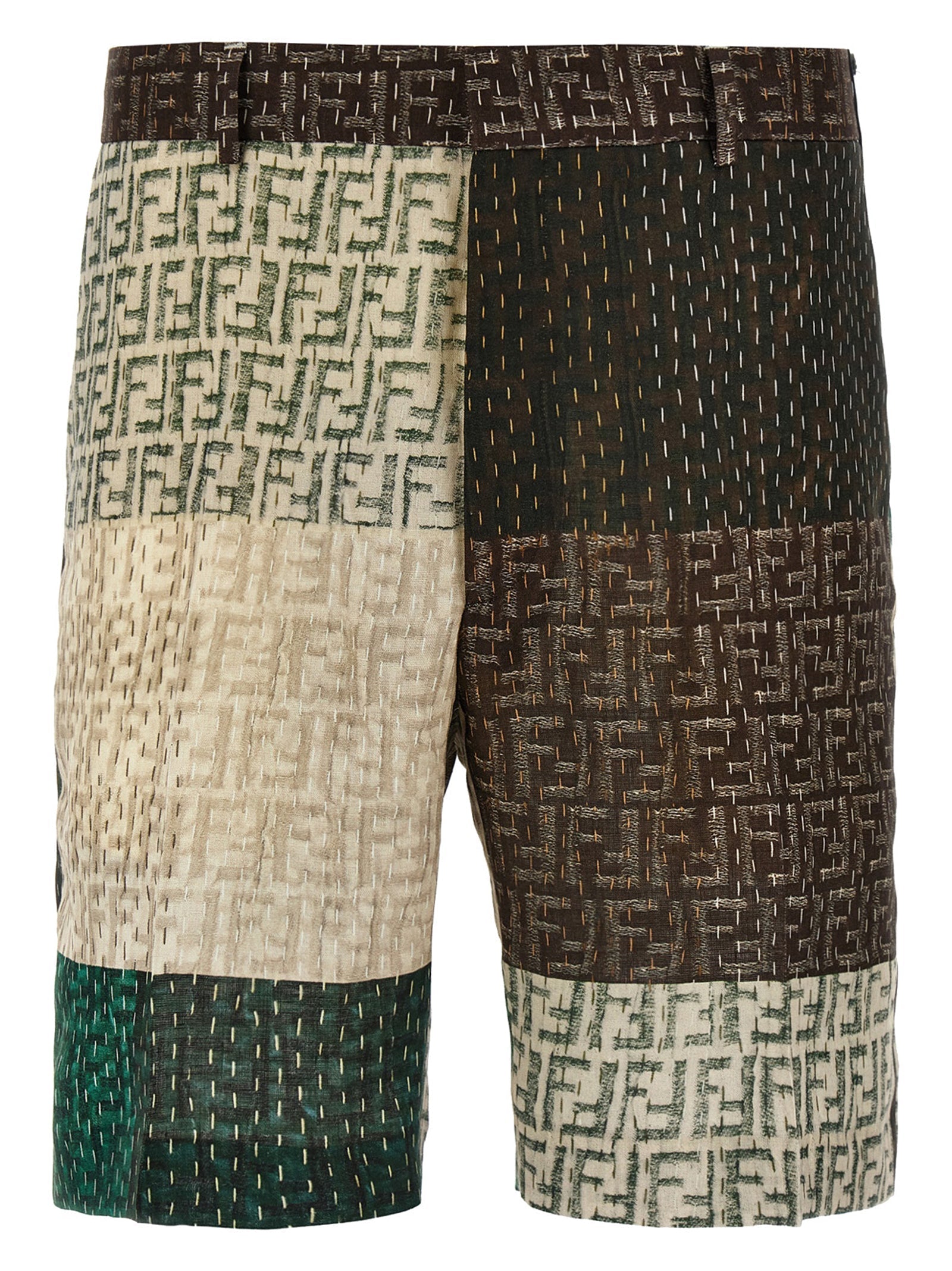 Fendi Men Patchwork Bermuda Shorts