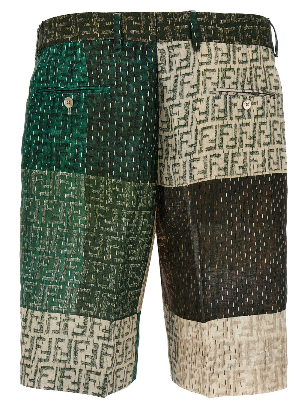 Fendi Men Patchwork Bermuda Shorts