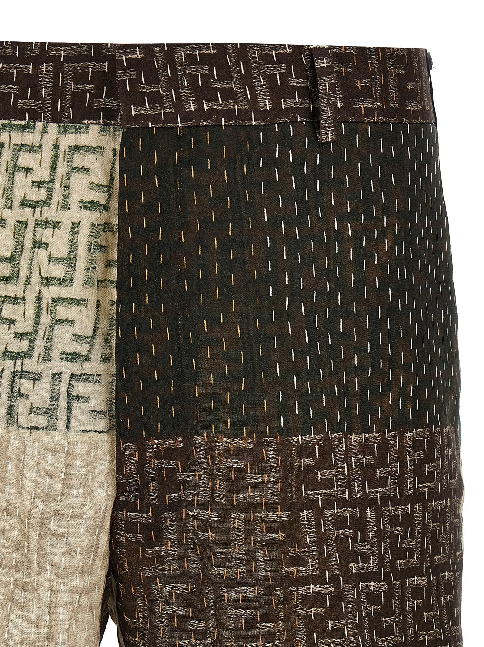 Fendi Men Patchwork Bermuda Shorts