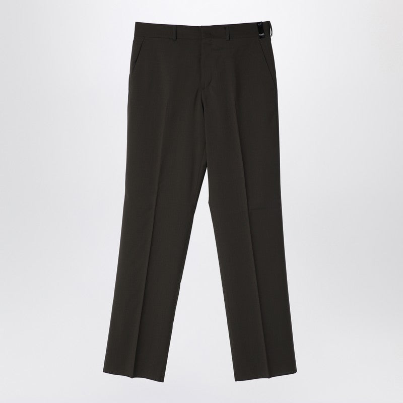 Fendi Dark Green Wool Trousers Men