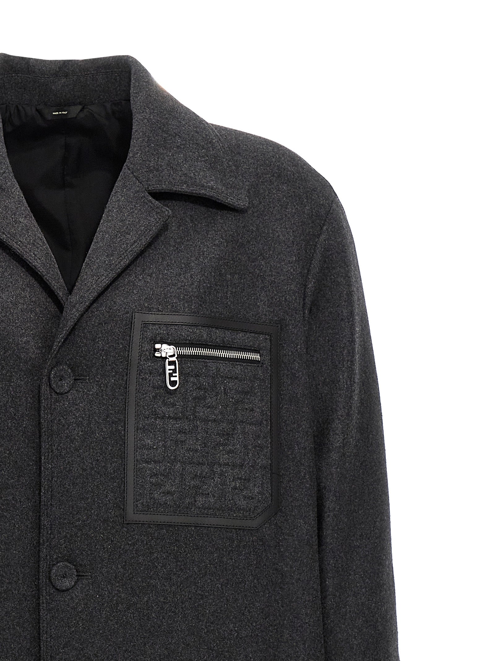 Fendi Men Single-Breasted Cashmere Coat