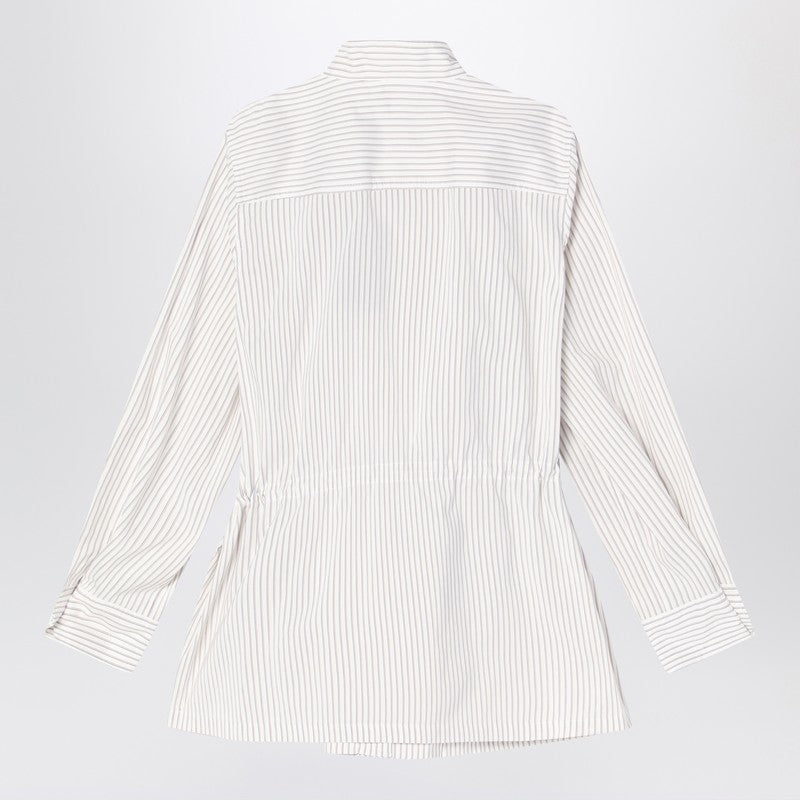 Fendi White Striped Cotton And Silk Blouson Women