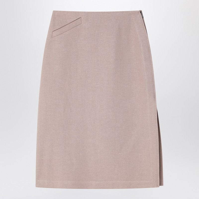 Fendi Linen Beige Longuette Skirt Women
