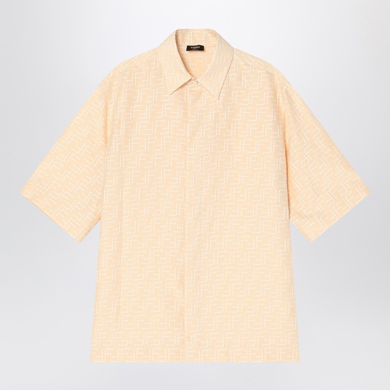 Fendi Light Yellow Ff Jacquard Linen Shirt Men