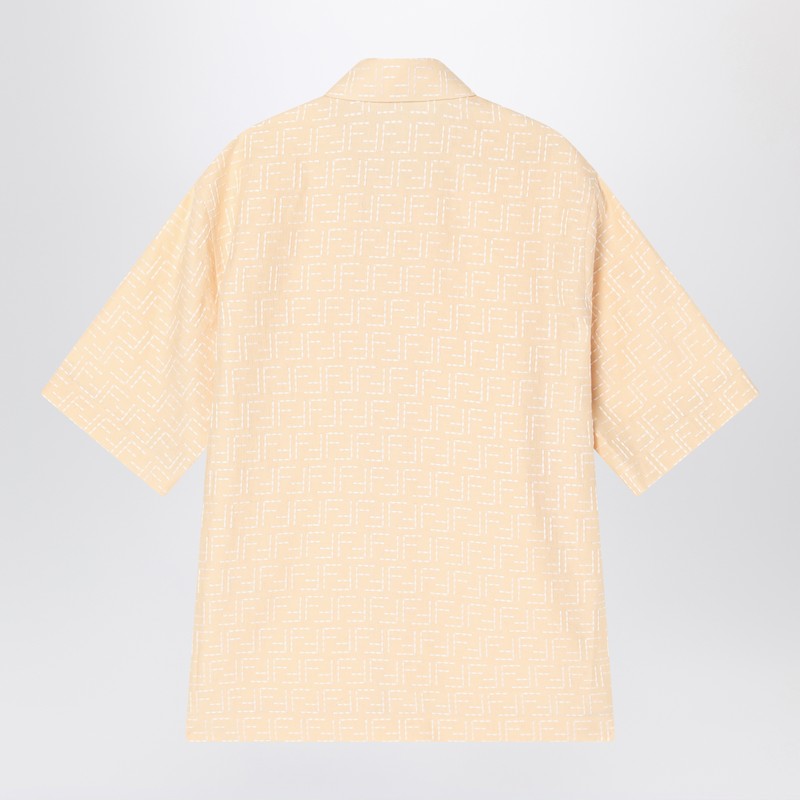 Fendi Light Yellow Ff Jacquard Linen Shirt Men