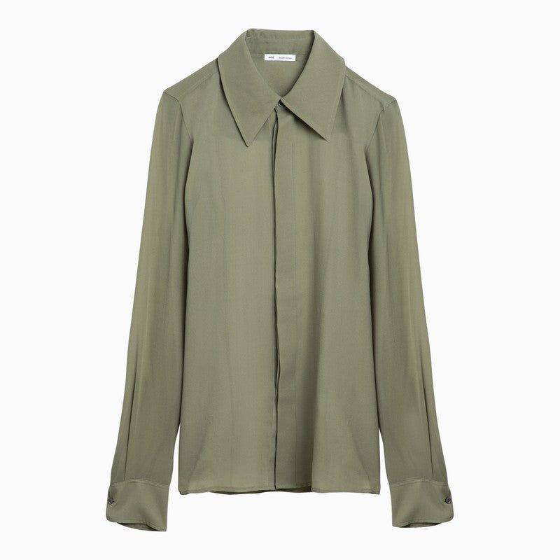Ami Paris Olive Green Silk Shirt Women