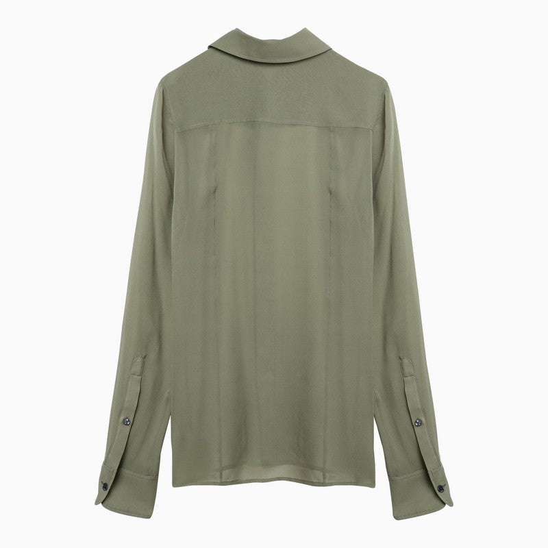 Ami Paris Olive Green Silk Shirt Women