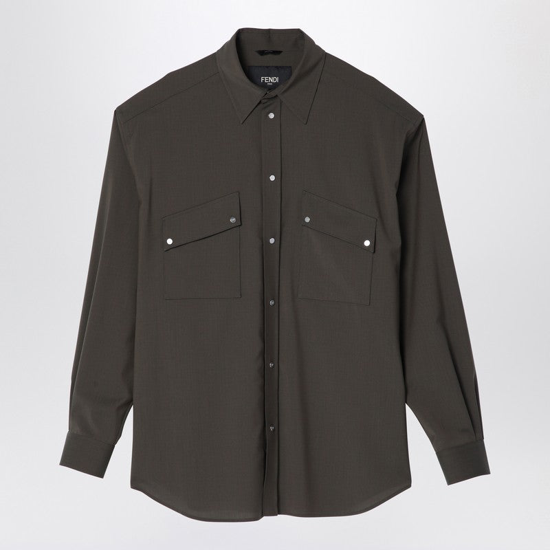 Fendi Dark Green Wool Blouson Men