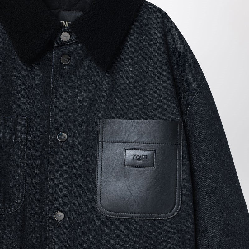 Fendi Black Denim Shirt Jacket Men