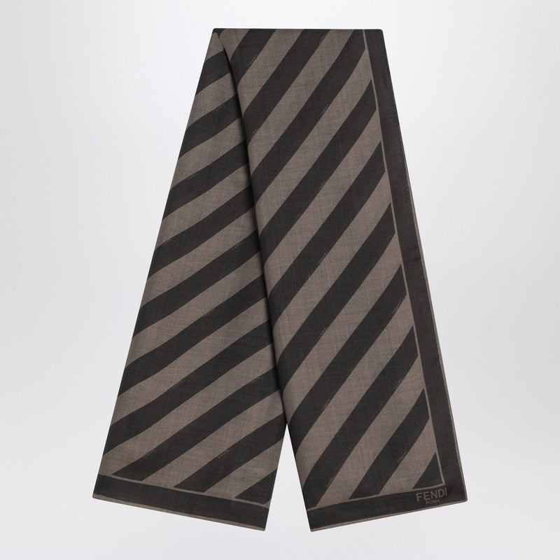 Fendi Tobacco/Brown Silk Striped Scarf Men