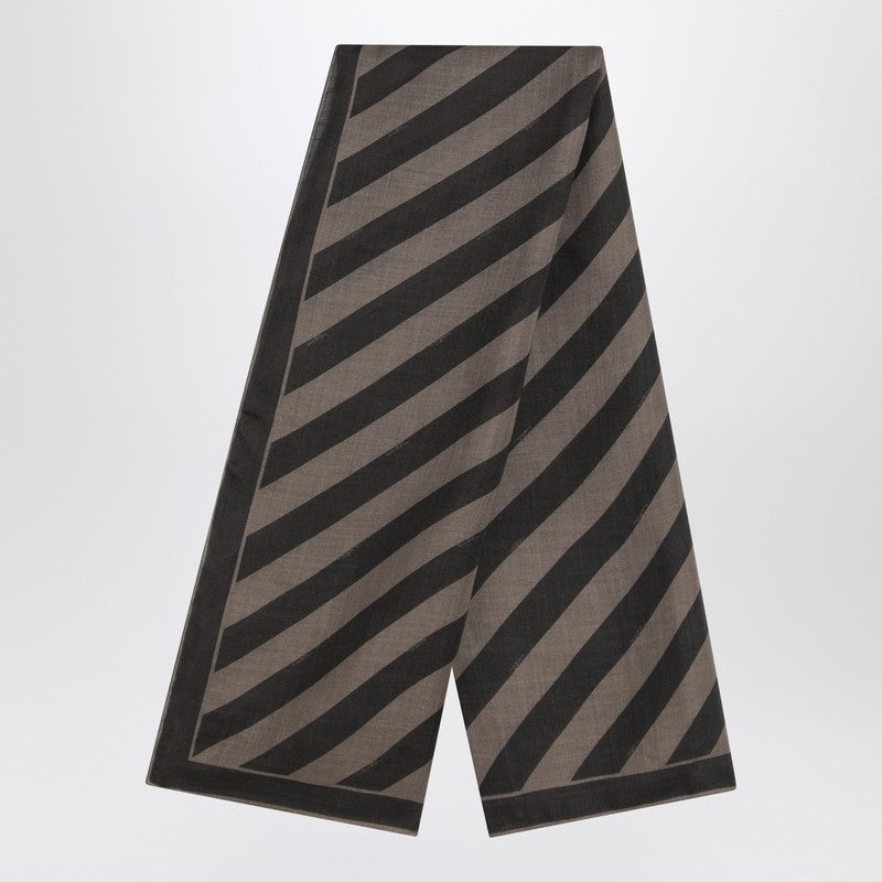 Fendi Tobacco/Brown Silk Striped Scarf Men