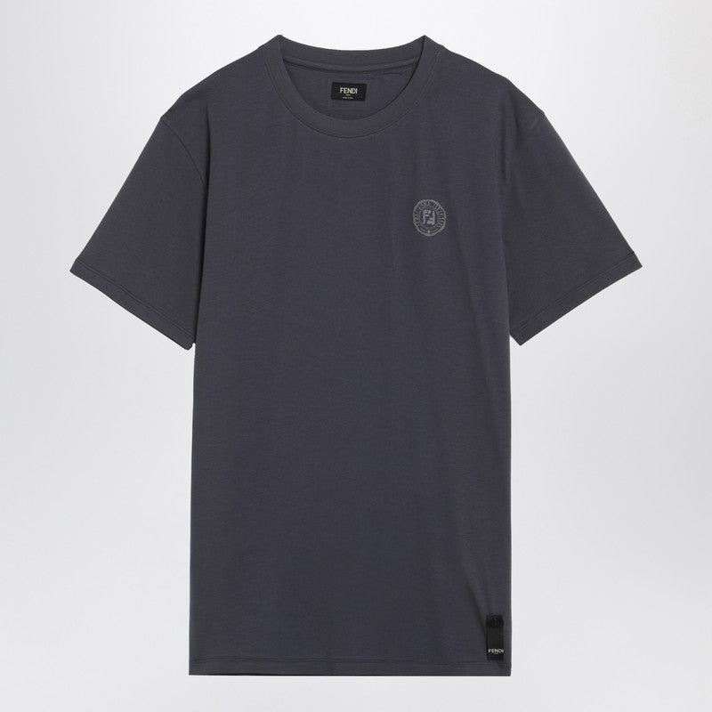 Fendi Slim-Fit Blue Cotton T-Shirt Men
