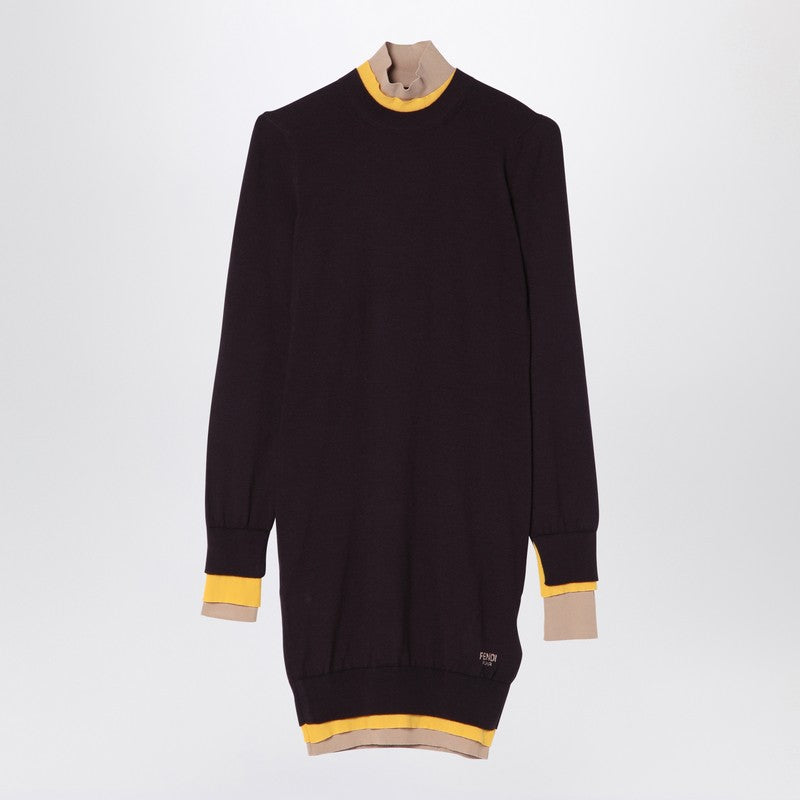 Fendi Dark Purple Wool Dress Women