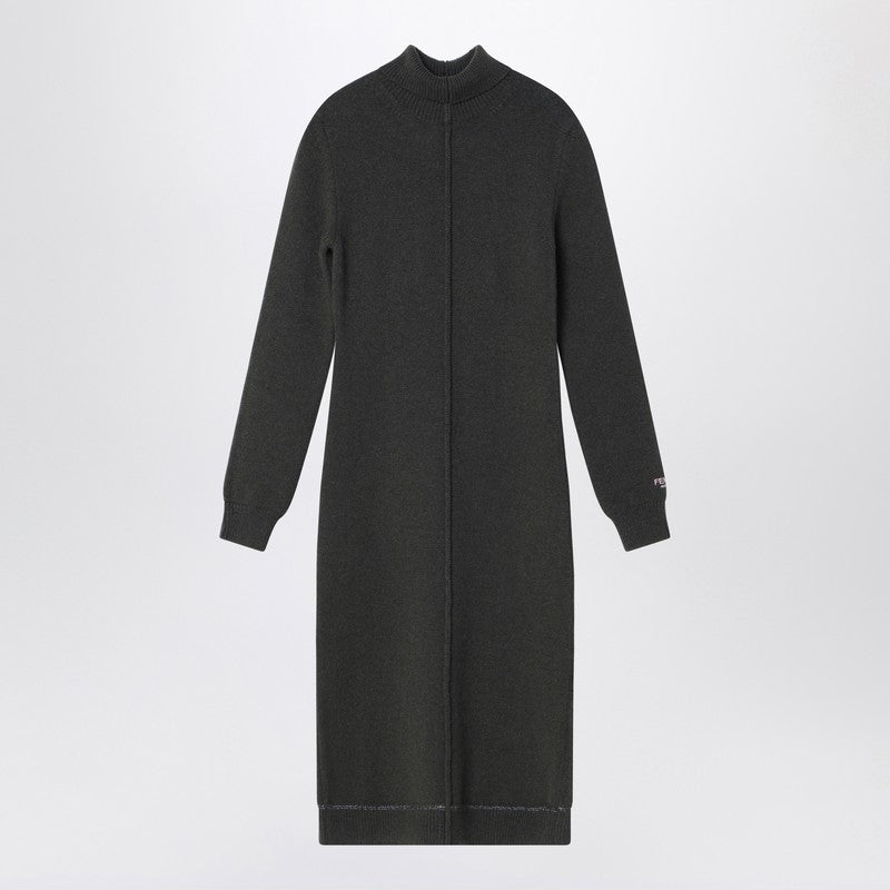 Fendi Dark Green Cashmere Turtleneck Dress Women
