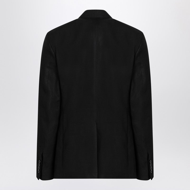 Dolce&Gabbana Black Single-Breasted Linen Jacket Men