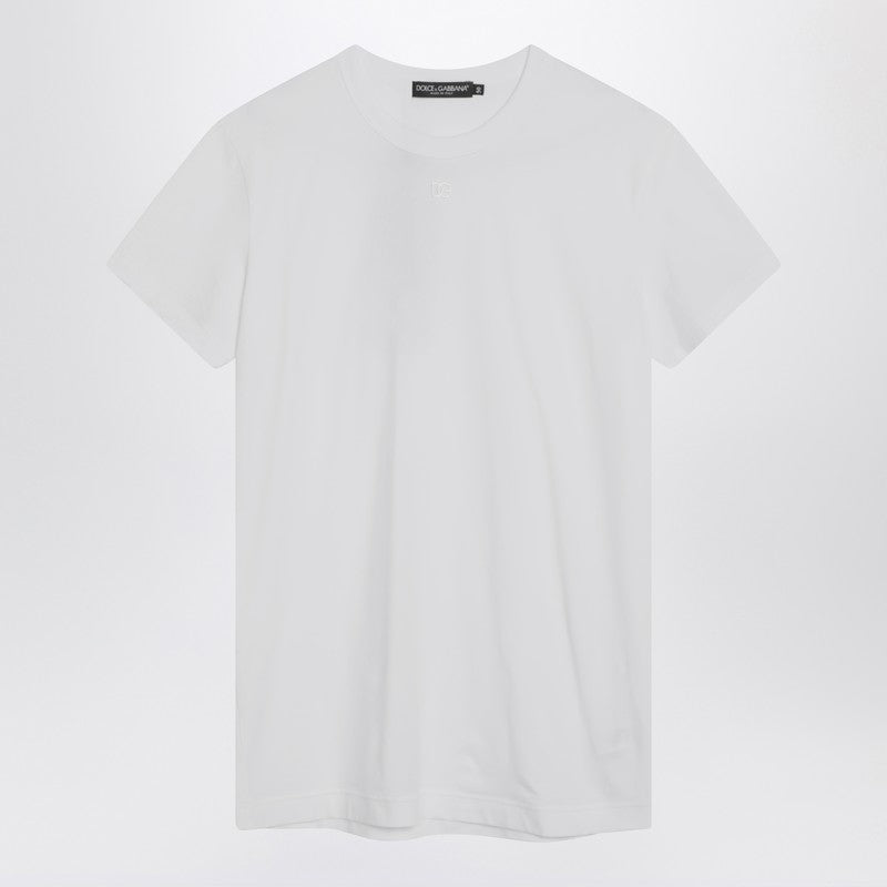 Dolce&Gabbana White T-Shirt With Logo Embroidery Men