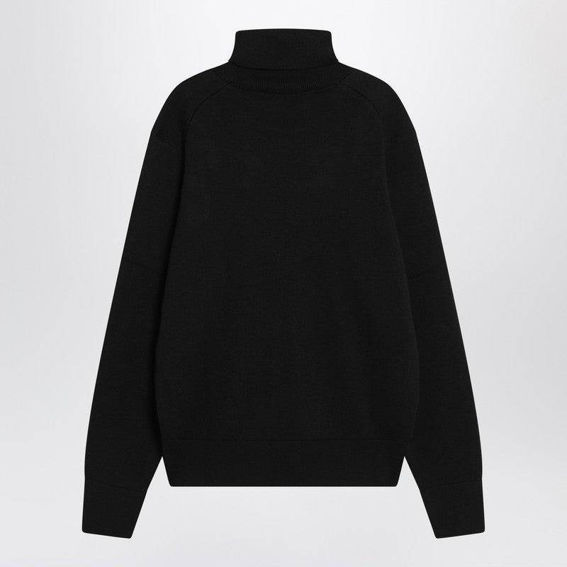 Ami Paris Black Turtleneck Sweater Ami De Coeur Men