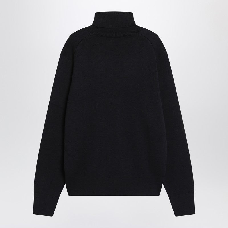 Ami Paris Navy Blue Turtleneck Sweater Ami De Coeur Men